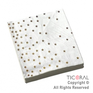 SERVILLETA ESTRELLAS STAMPING ORO GM X 20